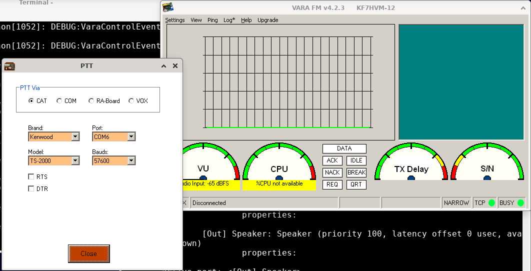 VARA PTT settings